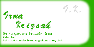 irma krizsak business card